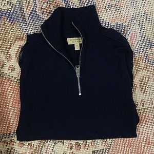Burberry Merino Wool 1/2 Zip Sweater Navy